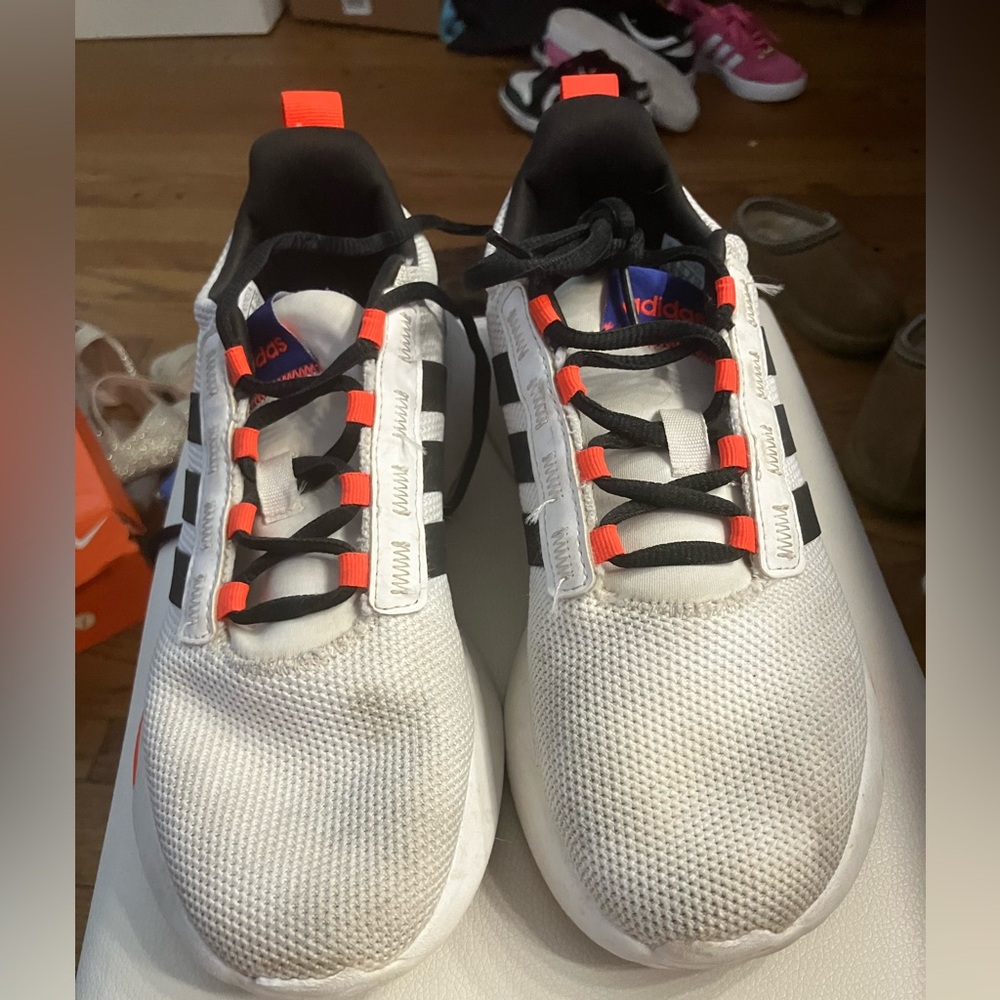 adidas Kids Sneakers White and Black with Red Accents